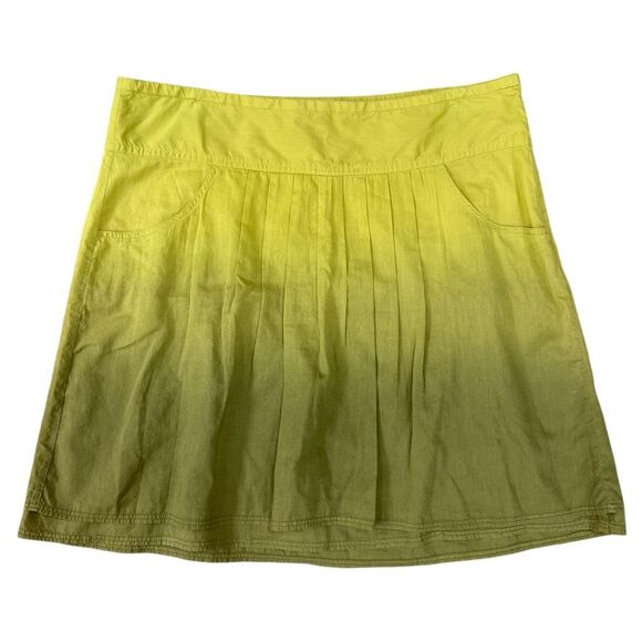 ATHLETA Skirt Ombre Dip Dye Pleated 100% Cotton Mini A-Line Side Zip Lined Sz 12 - Picture 1 of 5